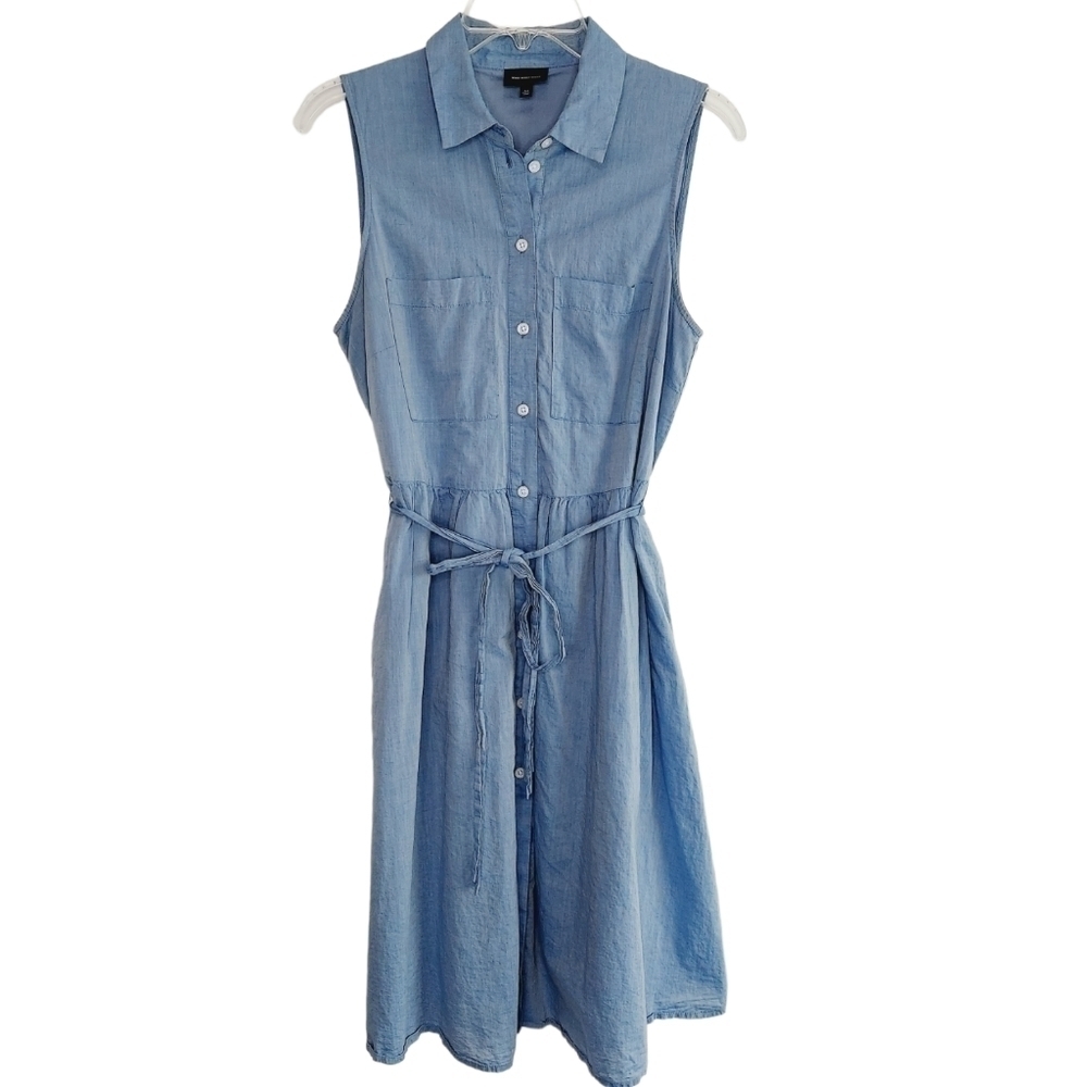Who What Wear A-Line Shirt Dress Medium Sleeveless Lined Button Front Tie Back - Picture 5 of 16